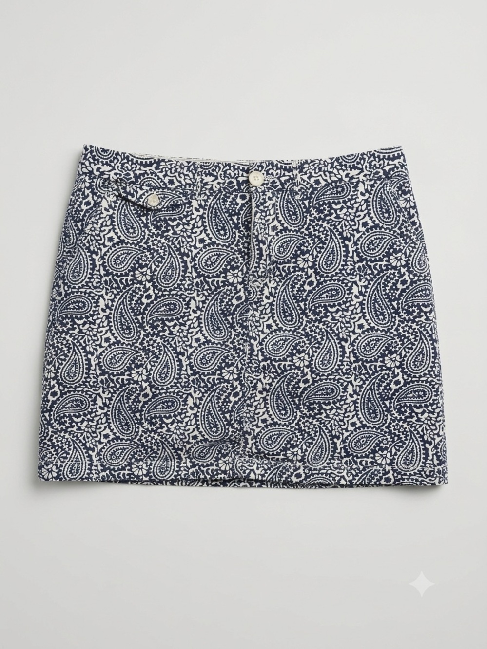 Dockers Navy & White Paisley Button-Front Mini Skort, Cotton, Size 12